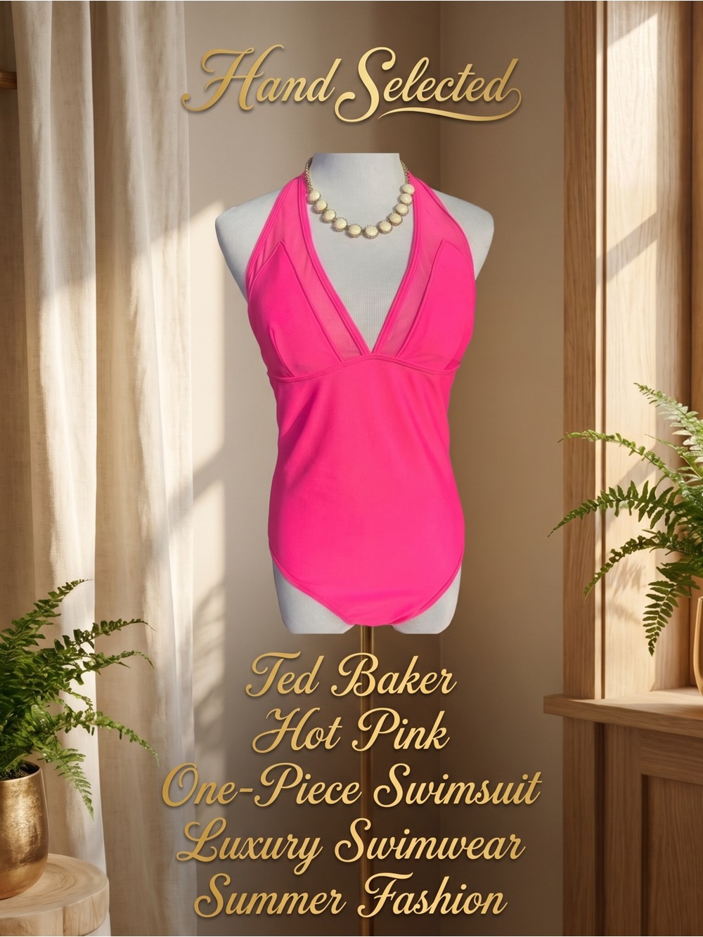 Ted Baker hot pink one piece swim - large